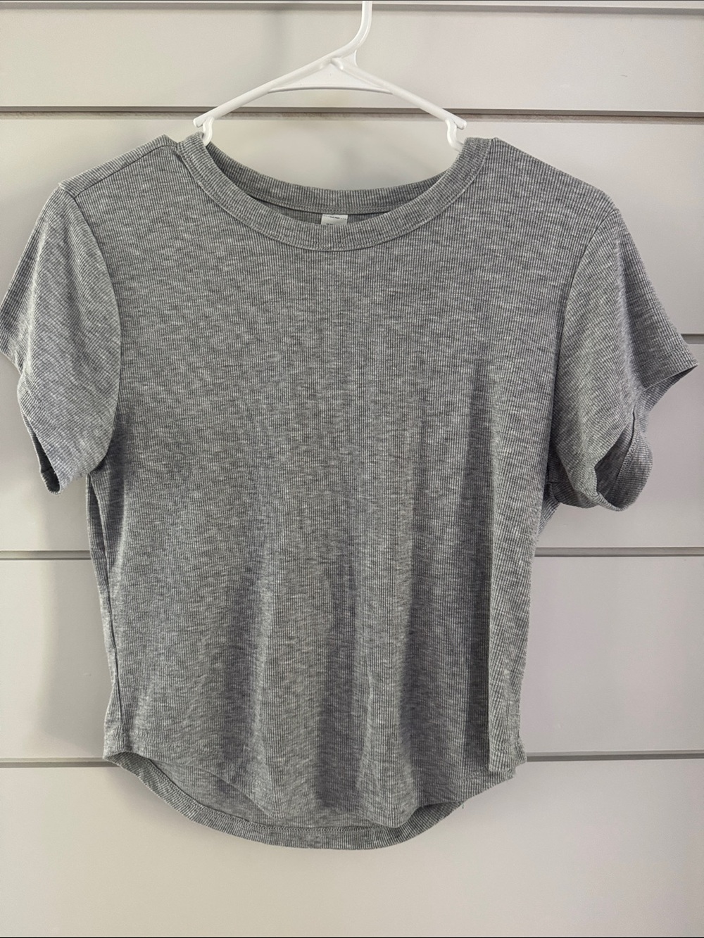 Old Navy Grey Short-Sleeve Ribbed T-Shirt